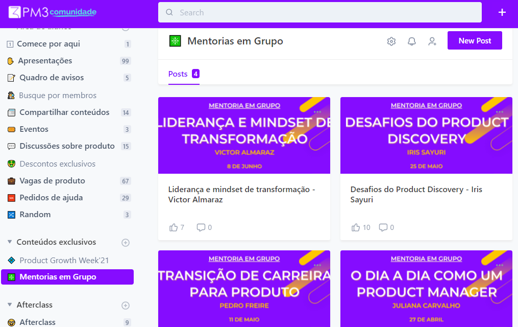 Mentorias em Grupo na Comunidade PM3