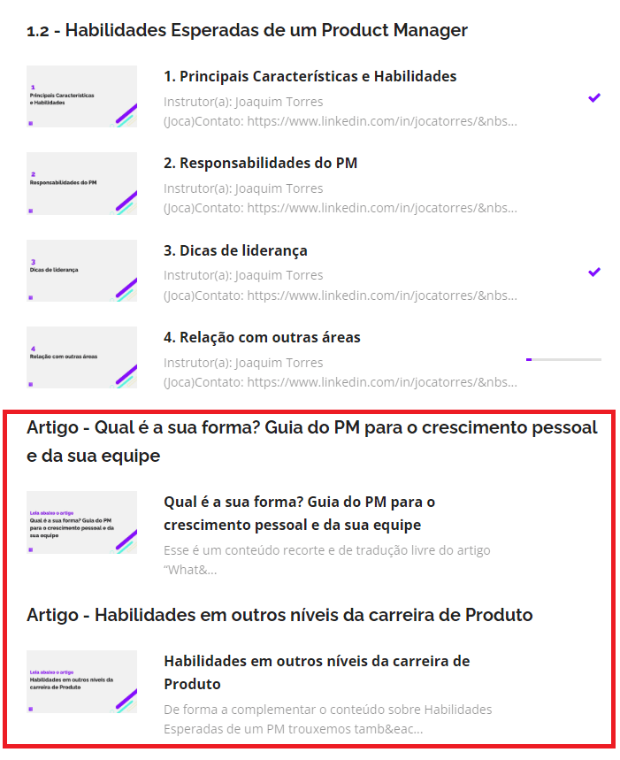 novidades dentro dos módulos