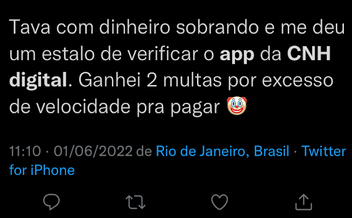 tweet sobre cnh digital