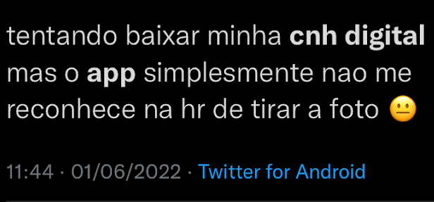 tweet sobre o app cnh digital 