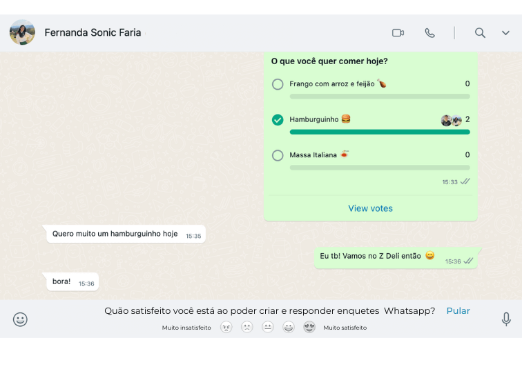 satisfação com enquetes do whatsapp