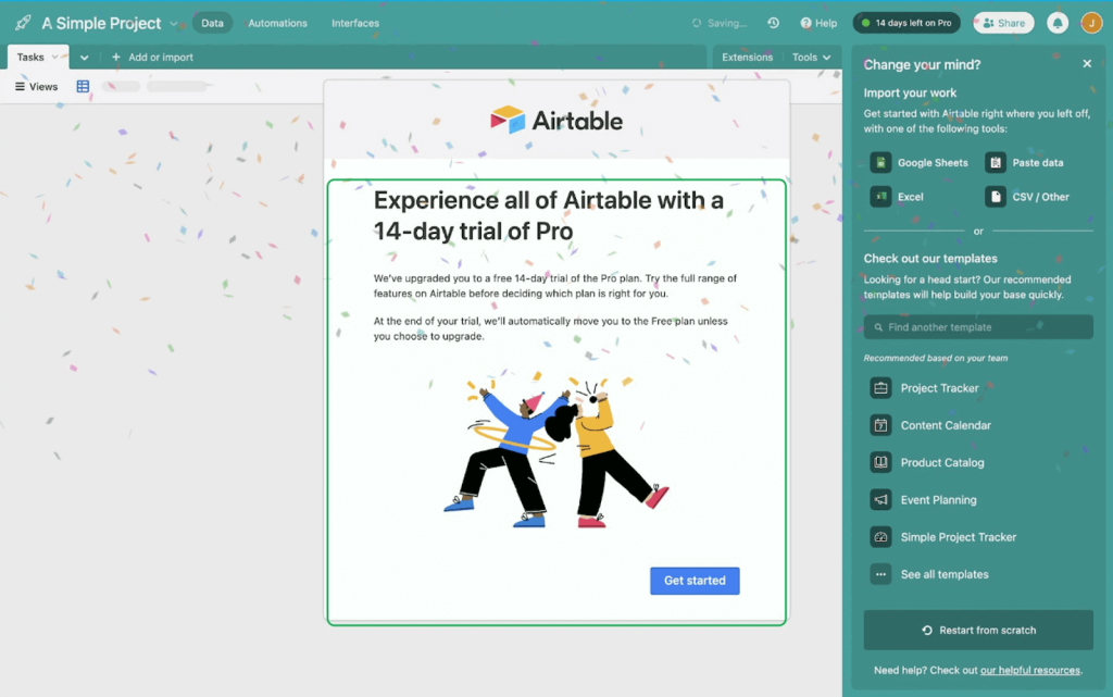 reverse trial do Airtable