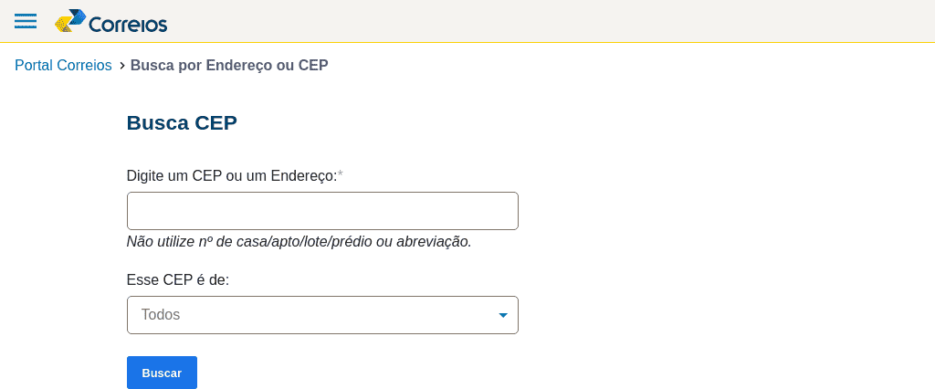 exemplo de API dos Correios